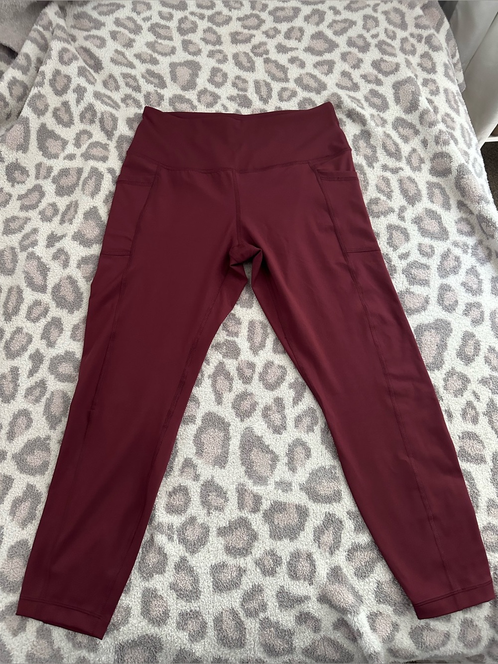 90 Degree By Reflex Maroon High-Waist Leggings with Side Pocket
